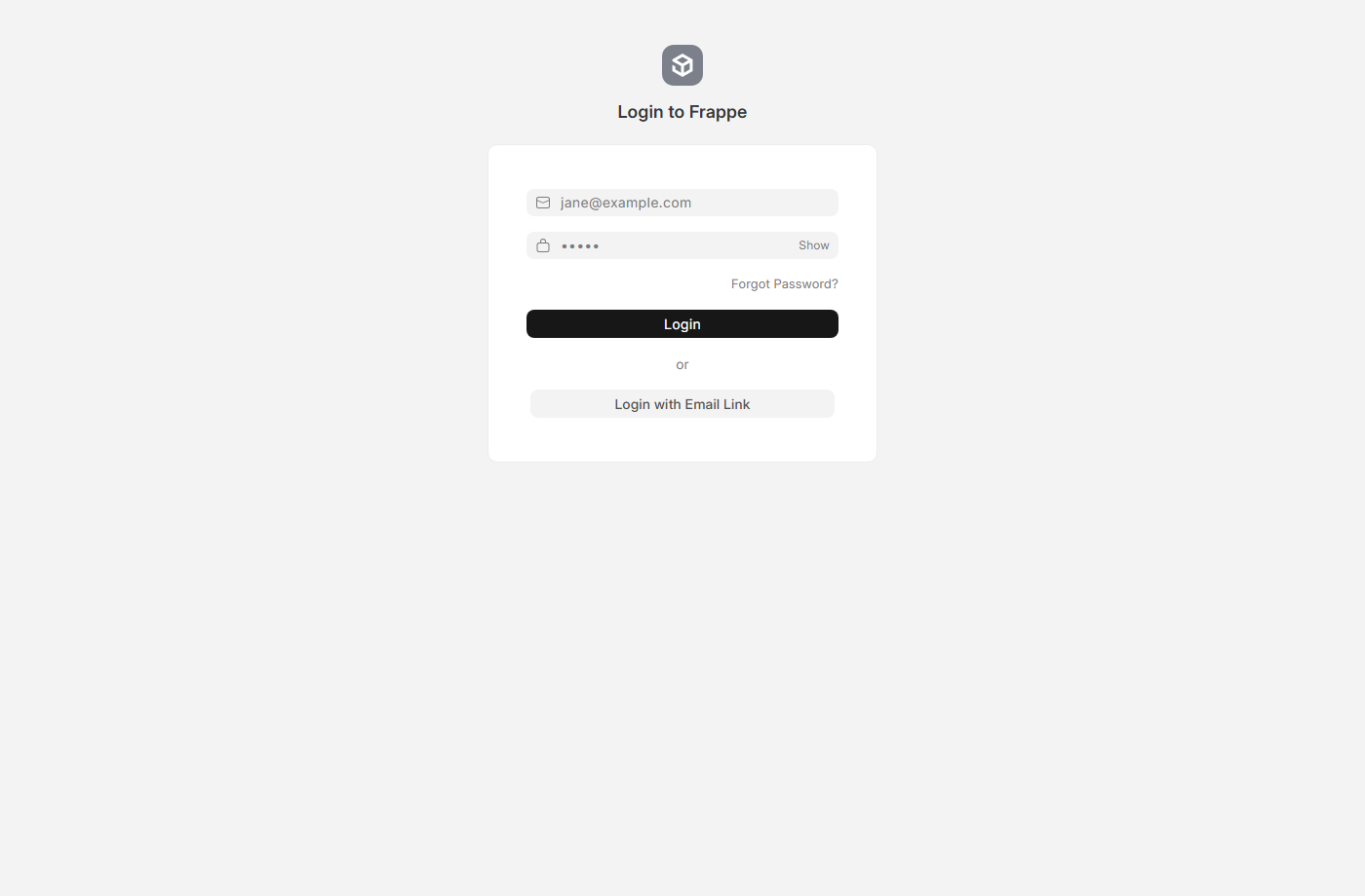 halaman login ERPNext.