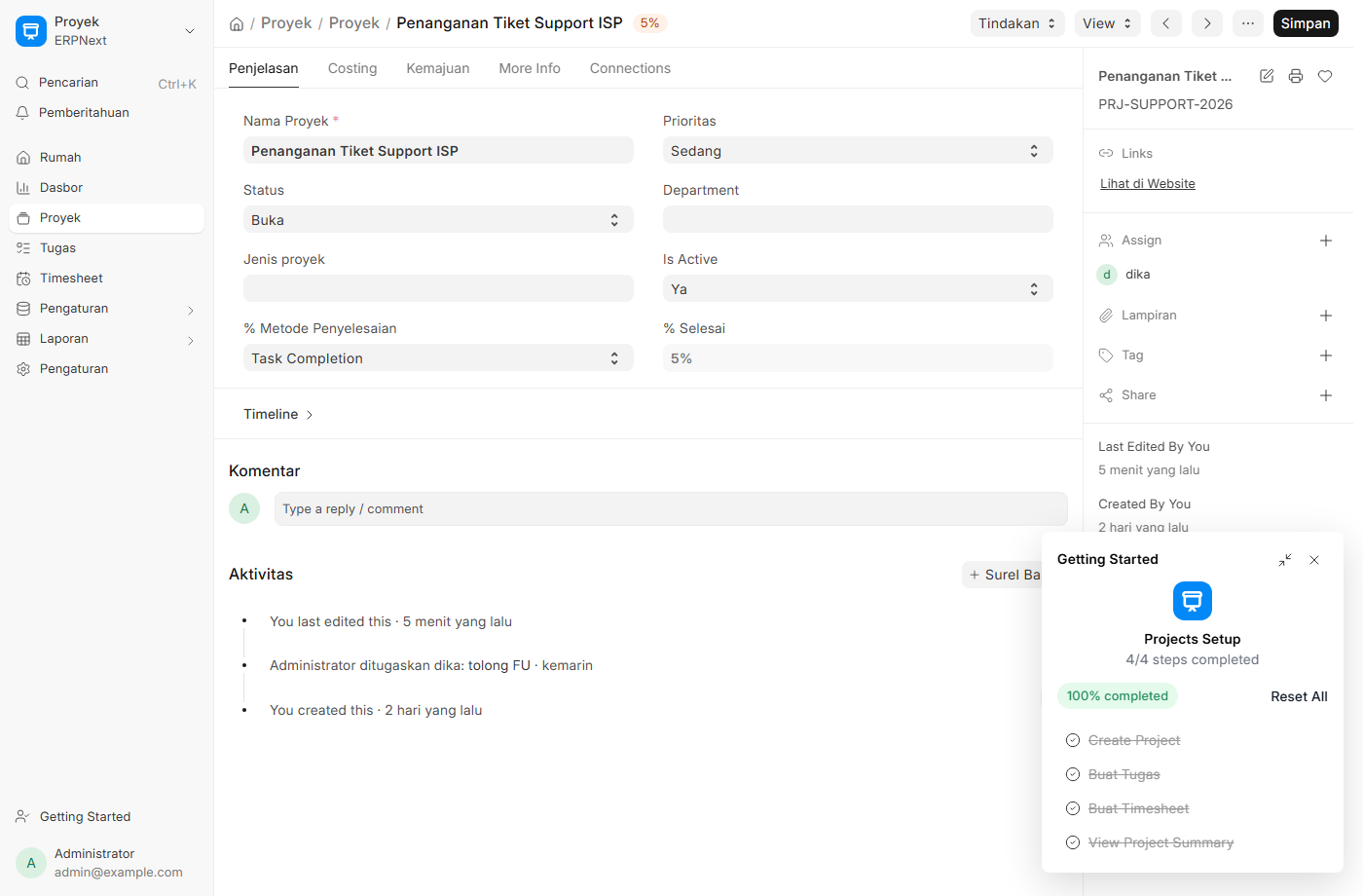 form Project baru. Contoh: project DEMO.