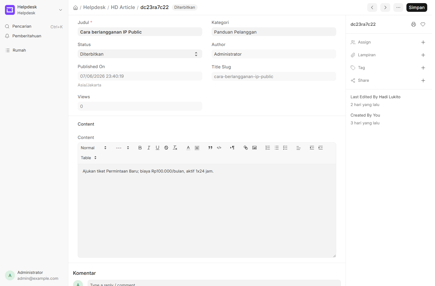 daftar/editor Article Knowledge Base.